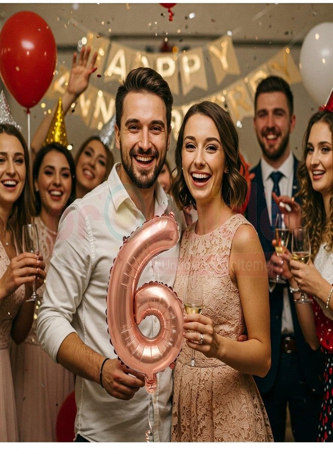 Propsicle 16 inch Number 6 Foil Balloon - Rose Gold Numeric Balloon for Birthday Decoration, Anniversary, Milestone - No. Six Balloon for Photo Backdrop - Image 4